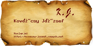 Kovácsy József névjegykártya