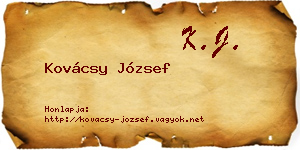 Kovácsy József névjegykártya